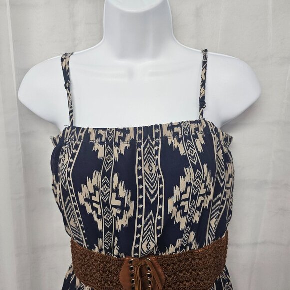 Rue21 Blue Taupe Aztec Southwestern Sleeveless Dress Hi-Low Hem M - Picture 2 of 13
